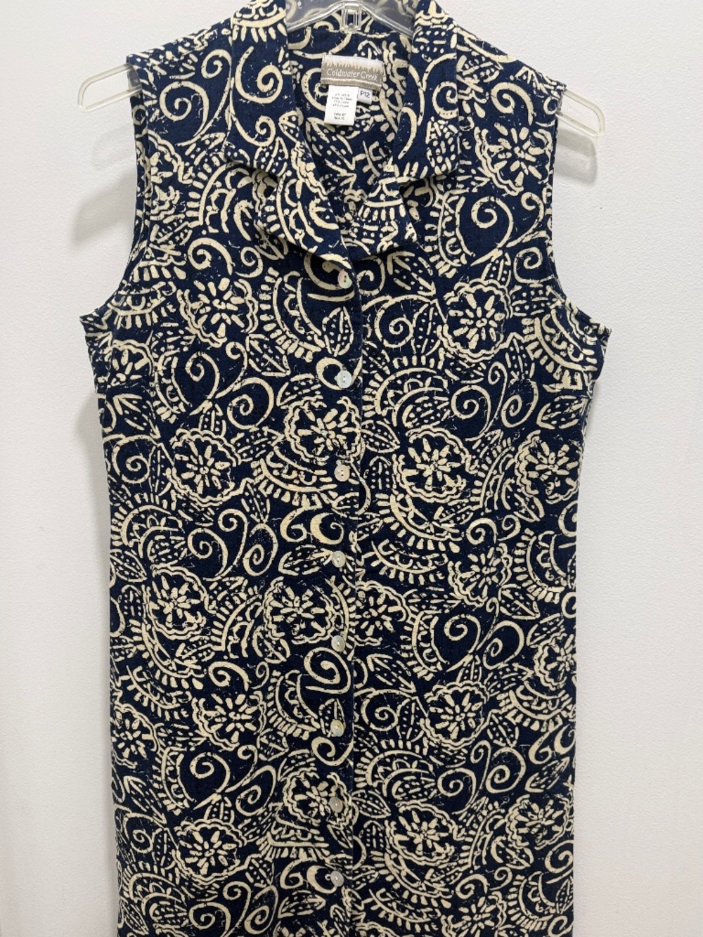 Coldwater Creek Sleeveless Linen Shirtdress, Size 12 Petite, NWOT